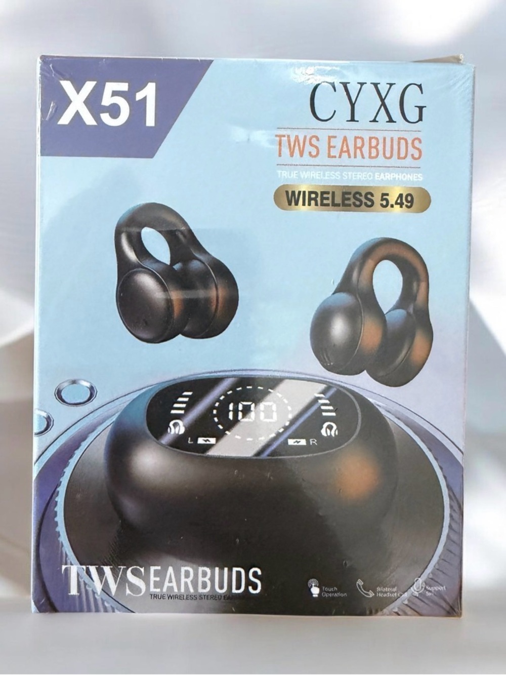 X51 Black Wireless TWS Earbuds with Digital Charging Case NIP/NWOT